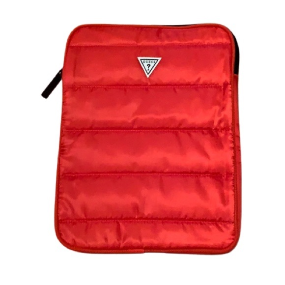 GUESS WOMEN'S RED QUILTED TOTE BAG AND LAPTOP SLEEVE COMBO - Picture 3 of 5